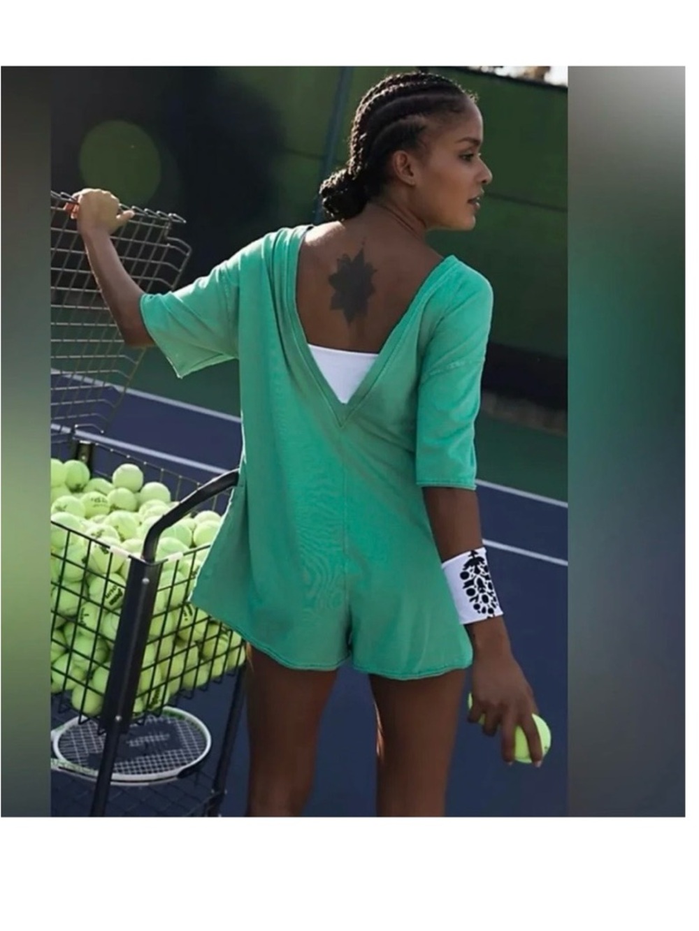 Free People Movement Hot Shot Casual Green Short Romper Oversized Roomy Pockets - Picture 3 of 16